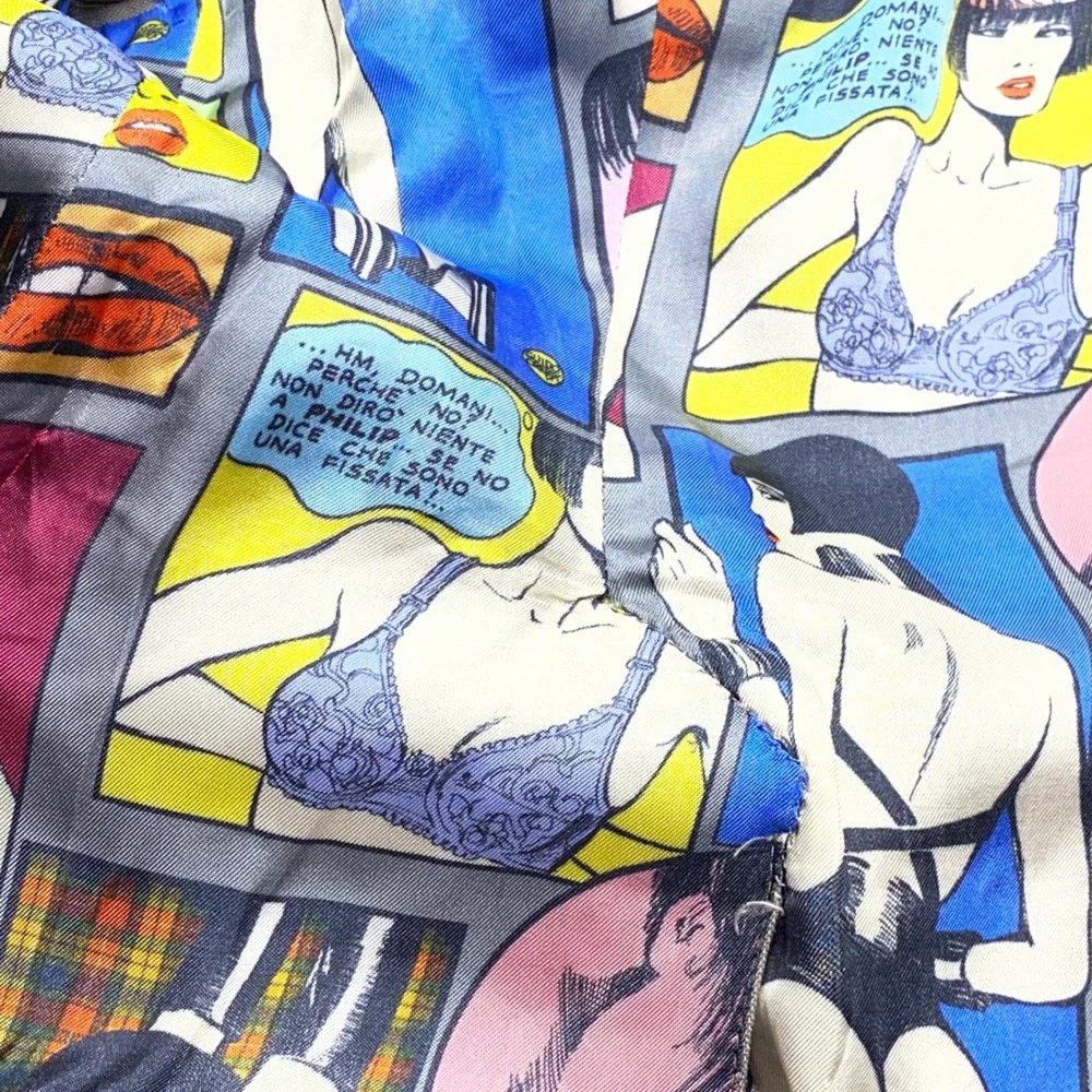 Holland & Sherry Blazer Mens 38R Grey Windowpane Pop Art Comic Lining Sport Coat